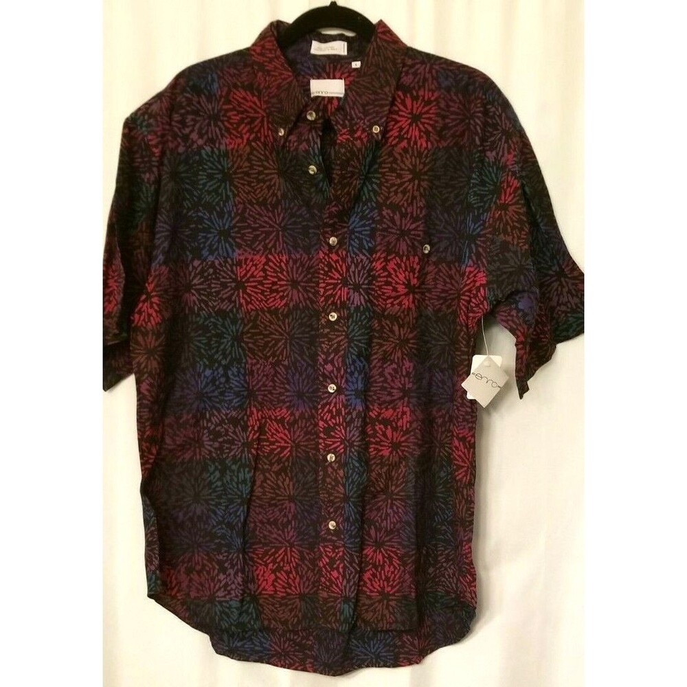 Men's Enro Shirt Multi-Color Geometric Dark Academia New with Tags Size Large